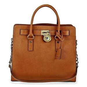 EUC Michael Kors Hamilton Large NS Luggage Brown Saffiano Leather Tote Bag